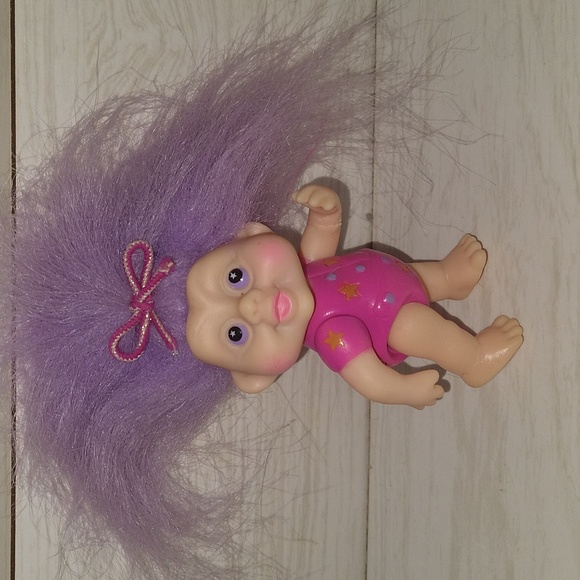 Vintage 1991 Pink Haired Magic Troll with Bonus Mini Magic Troll & 2 Keychains - Picture 2 of 6